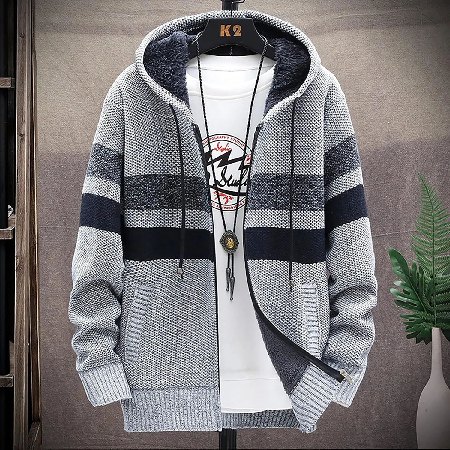 Men's Rain Jackets Waterproof Zip Up Fleece Jacket Heavyweight Hooded Sweatshirt Warm Thick Coat Jackets, M-3XL