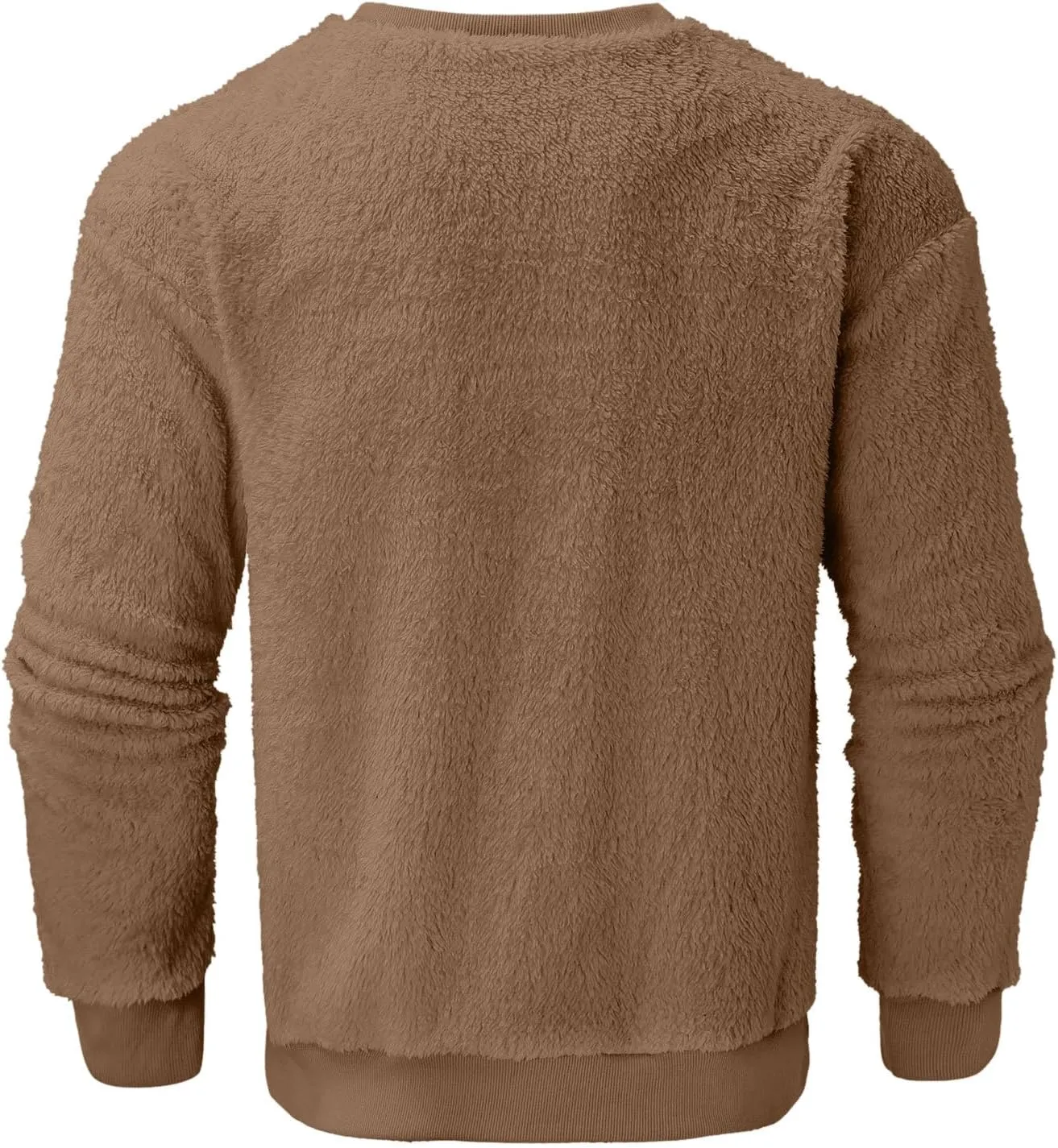 Men's Sherpa Lined Crewneck Sweatshirts Thermal Cotton Sweatshirts Premium Heavyweight Fleece Pullover Basic Tops