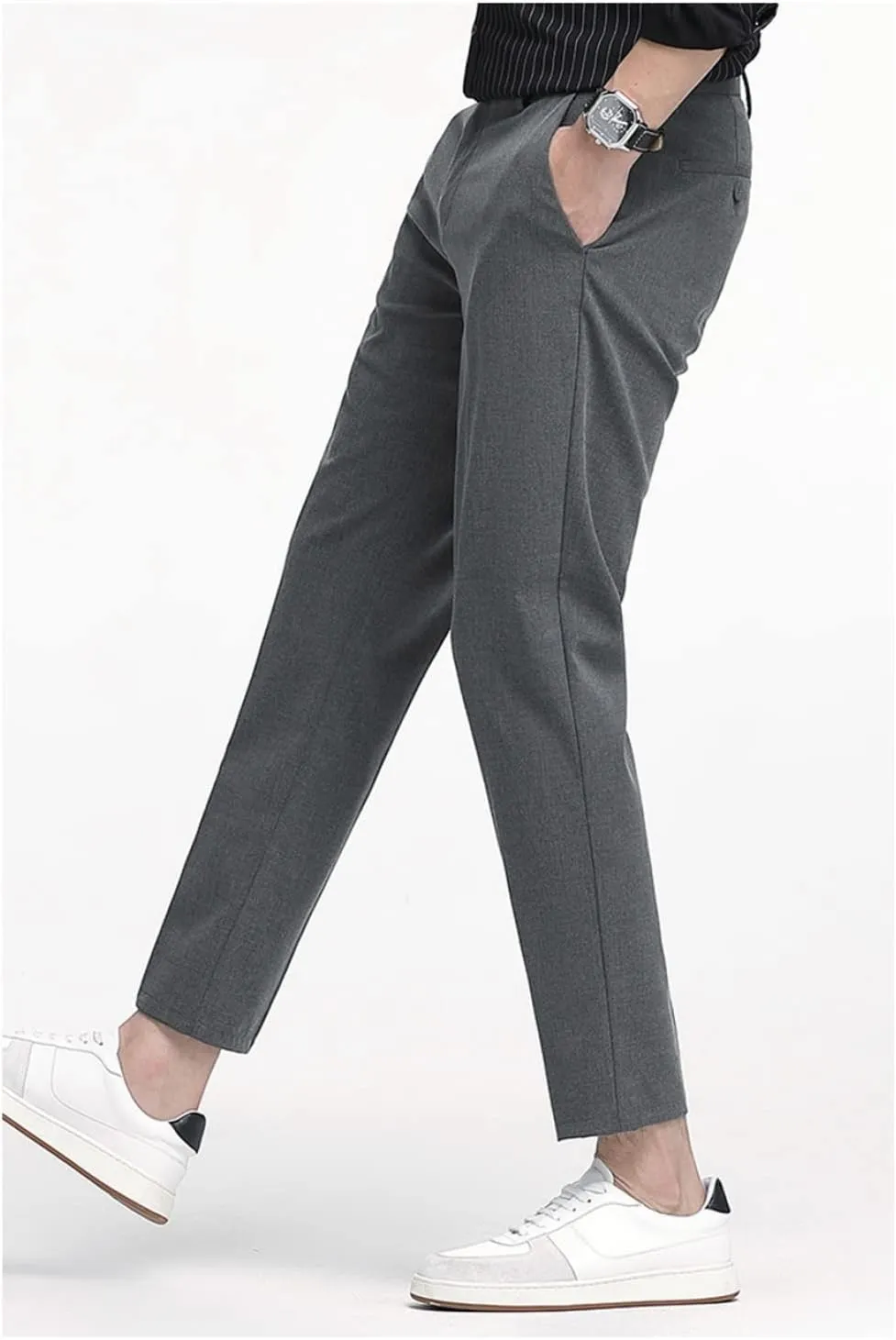 Men's Slim Fit Cropped Suit Pants, Casual Ankle Business Pants Dress Pants Chino Pants