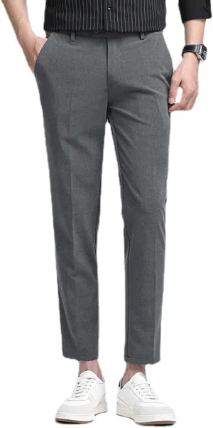 Men's Slim Fit Cropped Suit Pants, Casual Ankle Business Pants Dress Pants Chino Pants