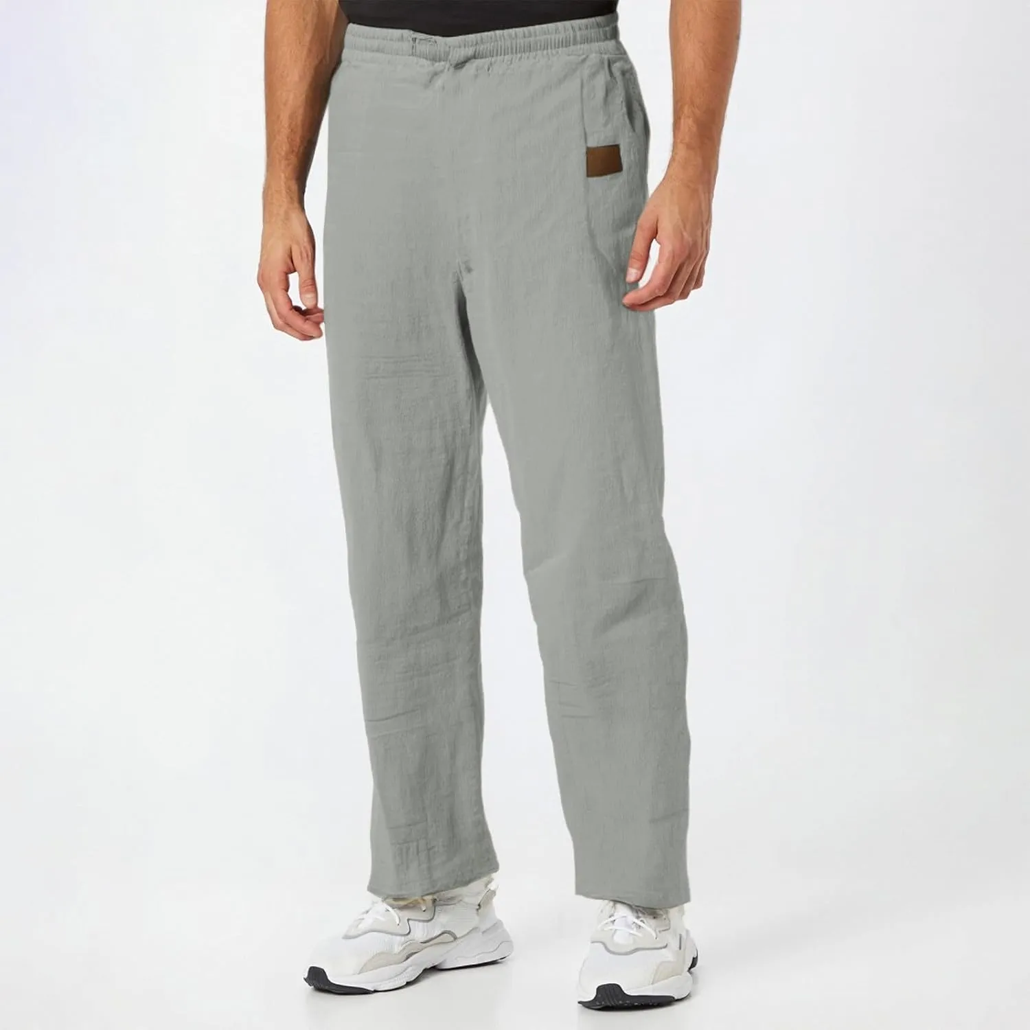 Men's Sports Pants, Beach Sun Protection Elastic Band Trousers, Straight Casual Solid Thin Breathable Sports Pants