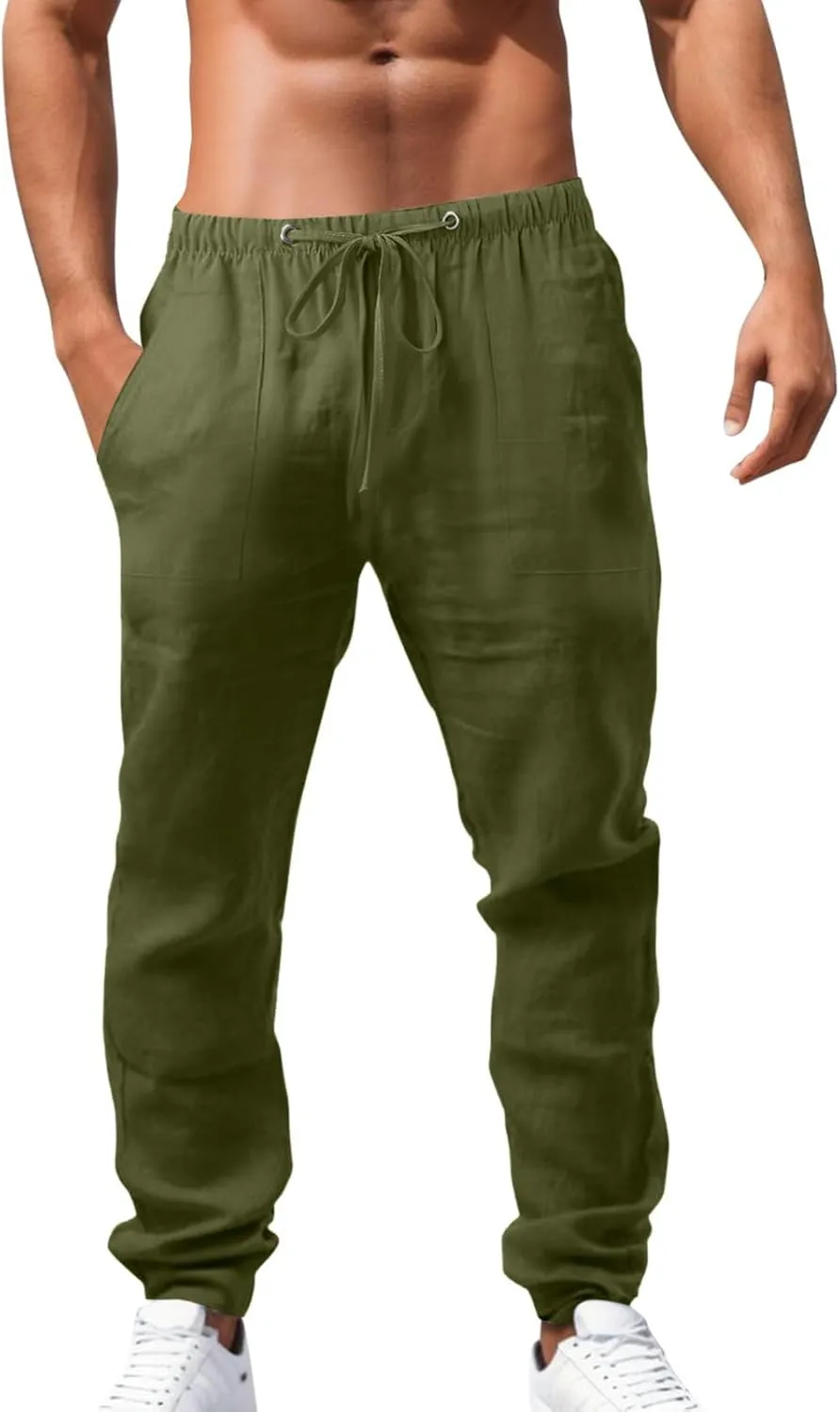 Men's Straight Extended with Pockets and Elastic Loose Solid Color Sports Trousers Casual Night Stretch Pants for Men
