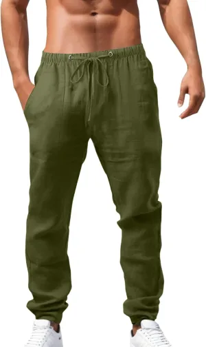 Men's Straight Extended with Pockets and Elastic Loose Solid Color Sports Trousers Casual Night Stretch Pants for Men