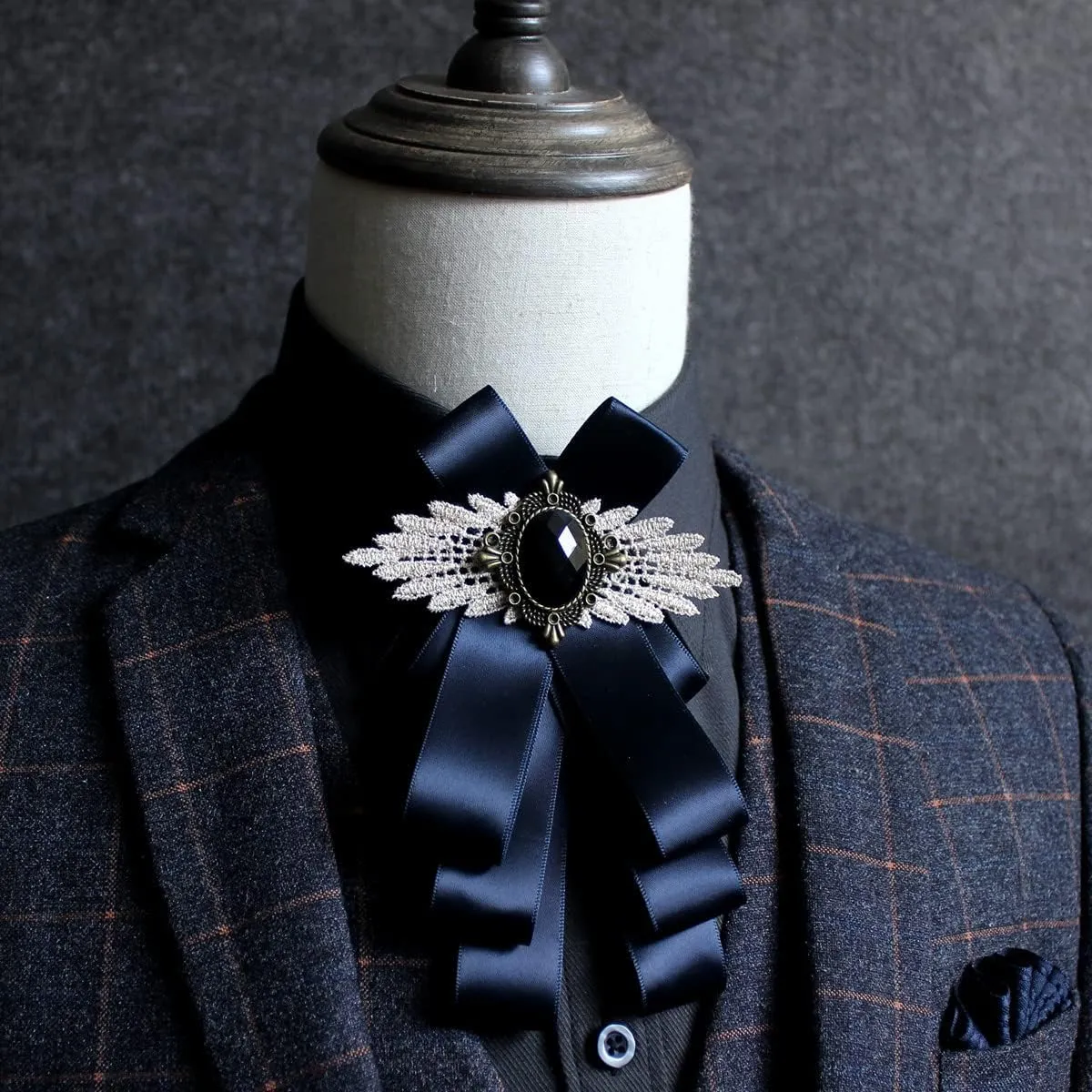 Men's suit collar brooch dress suit bow tie brooch gentleman Multi-layer tie brooch (Multi-color option)