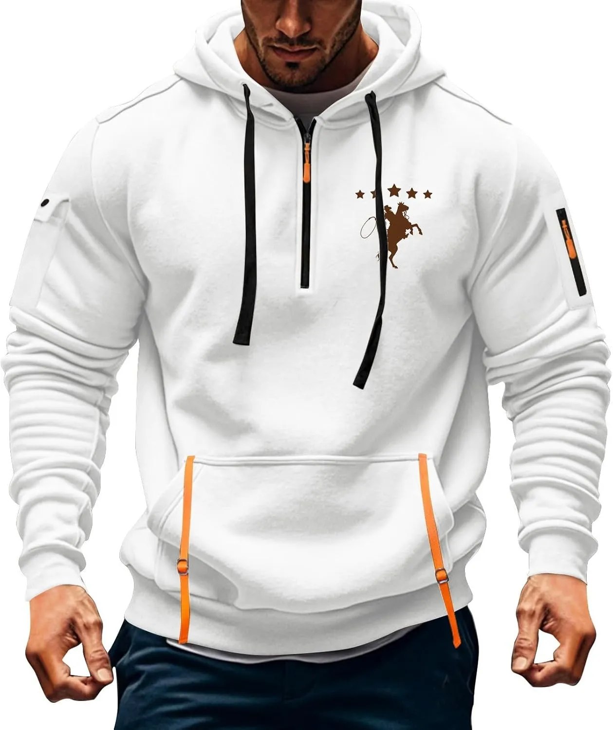 Mens Sweatshirts 1/4 Zip Stylish Lightweight Soft Drawstring Hoodies for Men Comfort Casual Hoodie with Pockets