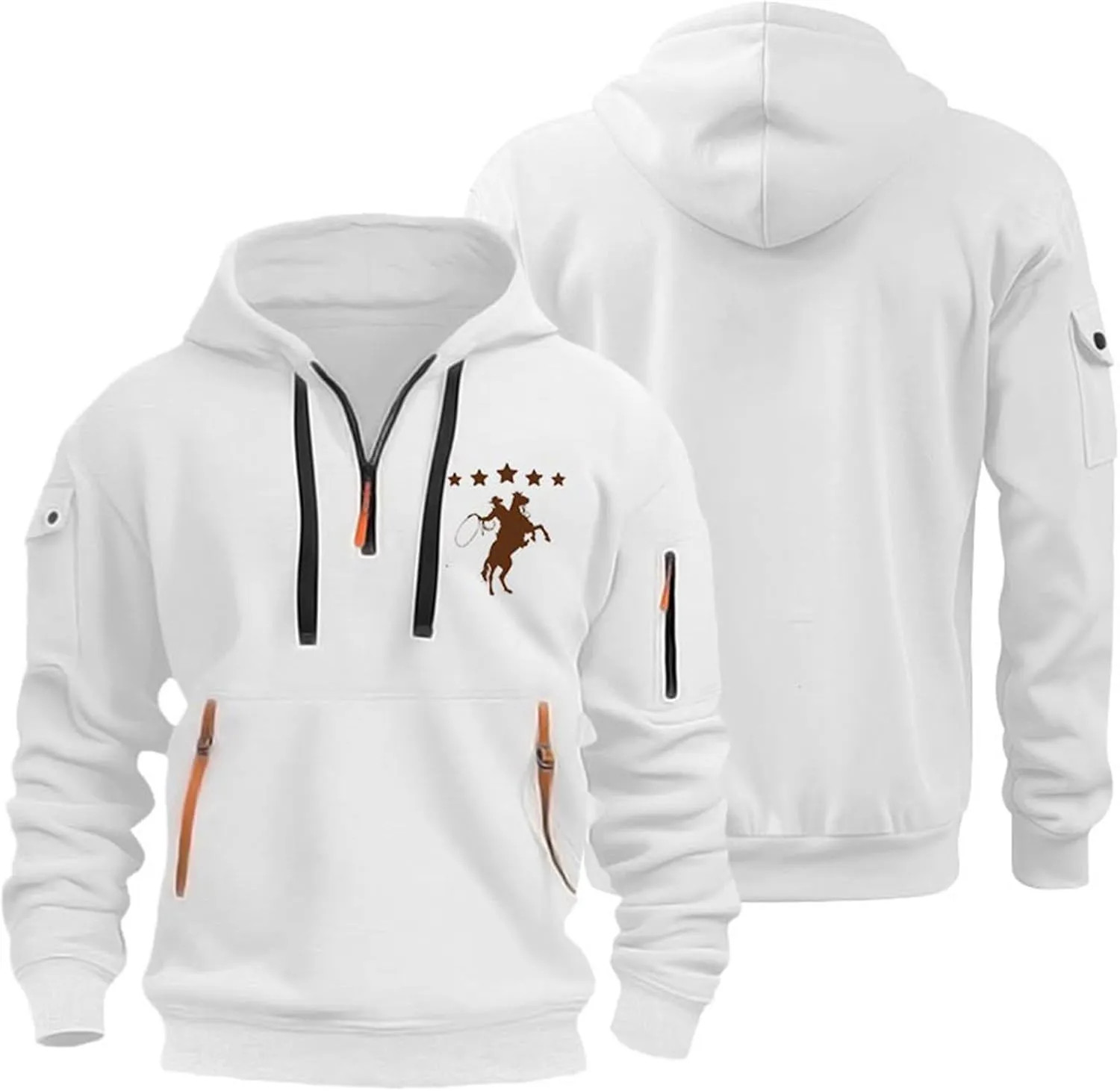 Mens Sweatshirts 1/4 Zip Stylish Lightweight Soft Drawstring Hoodies for Men Comfort Casual Hoodie with Pockets