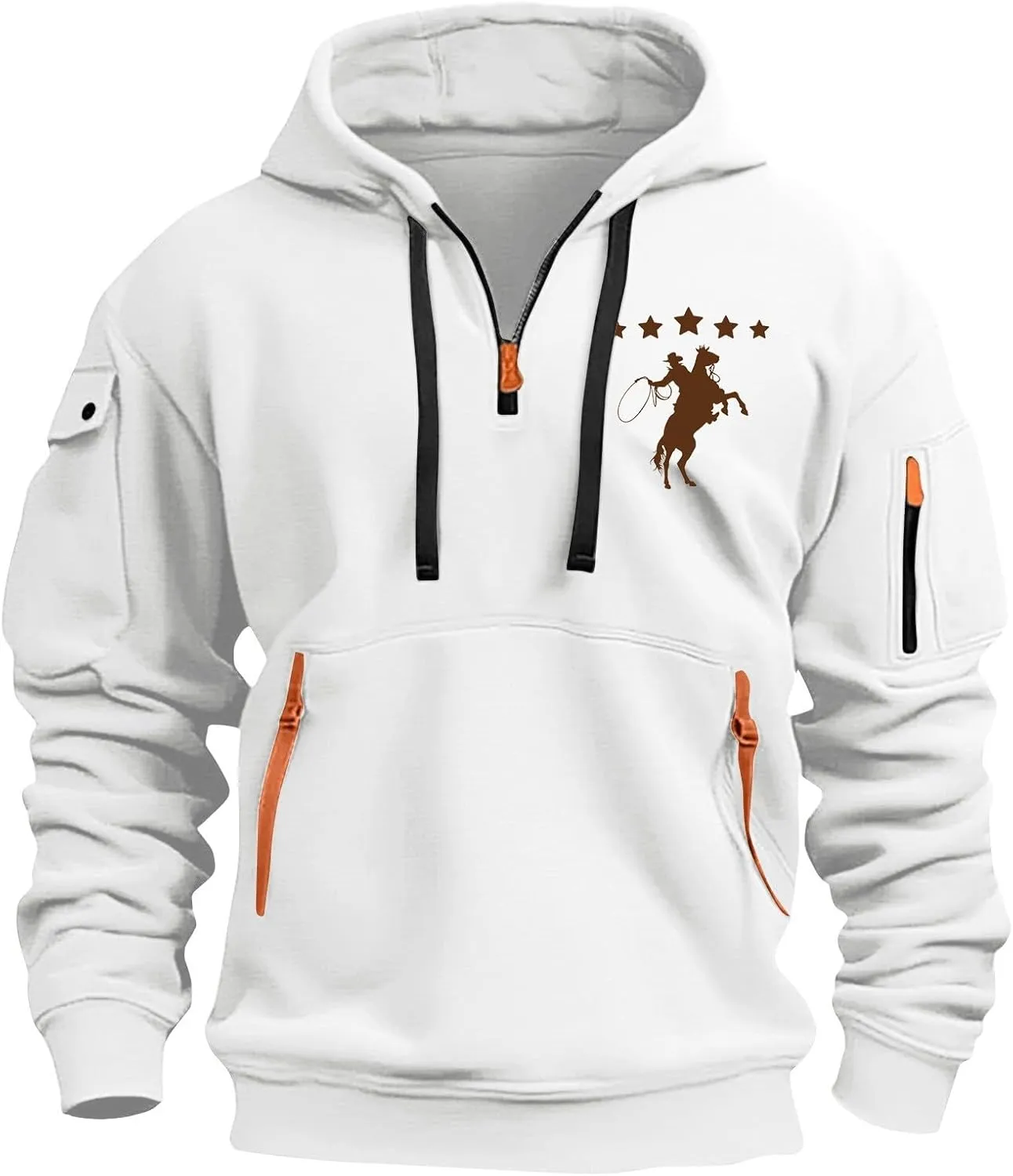 Mens Sweatshirts 1/4 Zip Stylish Lightweight Soft Drawstring Hoodies for Men Comfort Casual Hoodie with Pockets