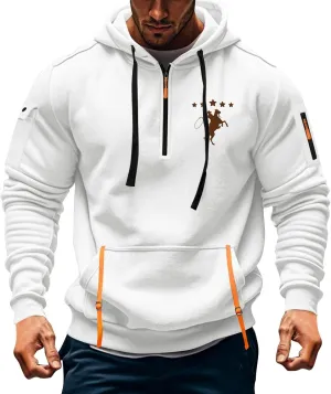 Mens Sweatshirts 1/4 Zip Stylish Lightweight Soft Drawstring Hoodies for Men Comfort Casual Hoodie with Pockets
