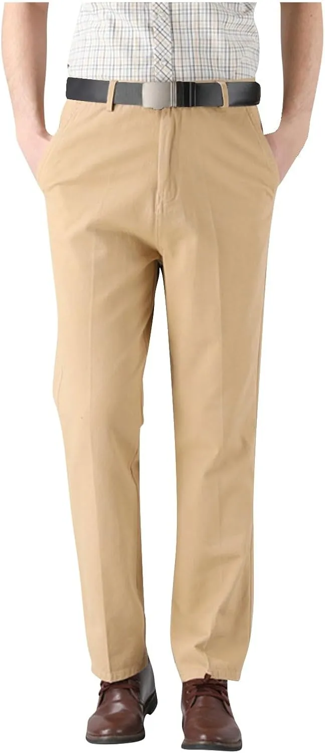 Men's Tapered Trousers Stylish Slim-Fit Business Dress Pants Solid Office Trouser Straight Leg Formal Suit Pants