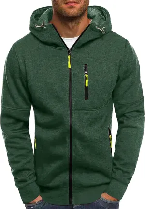 Mens Zip Up Hoodies Heavyweight Fleece Sports Track Jackets Sweatshirts for Gym Running