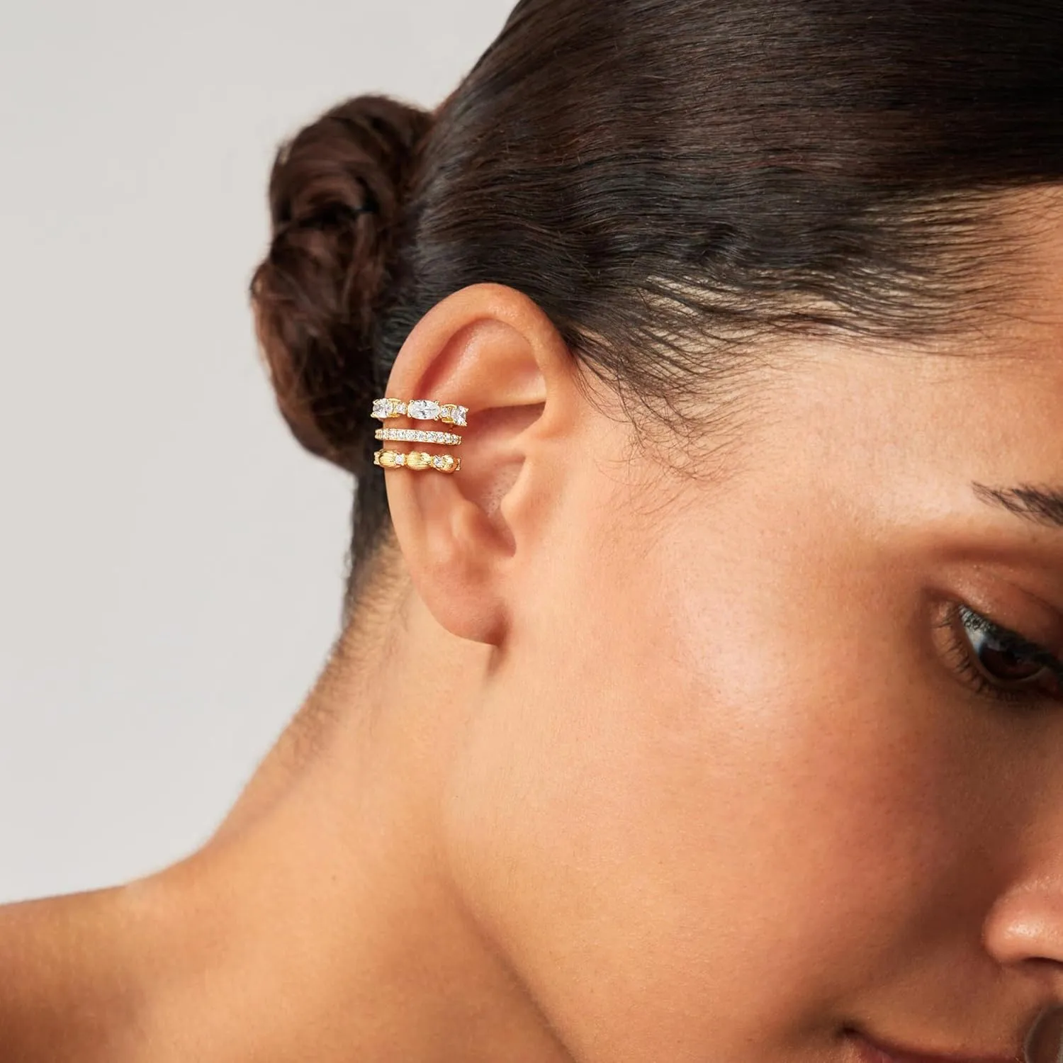 MEVECCO Ear Cuffs Non Piercing For Women 18K Gold Plated CZ Ear Cuff Earring Clip on Cartilage Fake Hoop Earrings Stack Jewelry Gifts