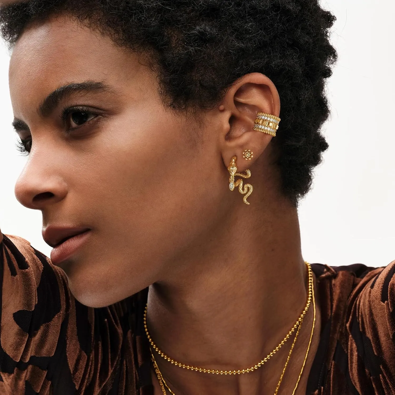 MEVECCO Gold Ear Cuffs 18K Gold Plated Ear Cuff Non Pierced Ears Small Sleeper Simple Minimalist Delicate CZ Cross Ear Cuffs Clip On Earrings for Women