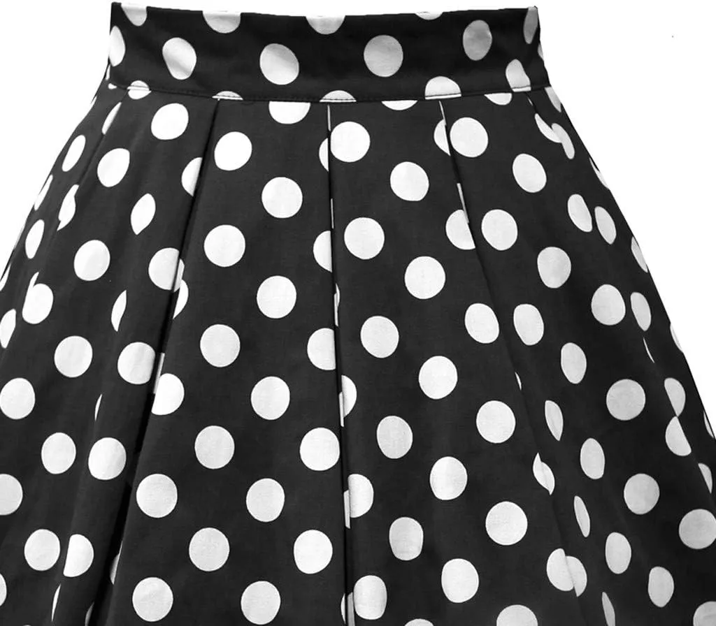 Midi Skirt for Women Women Vintage Pleated Skirt Polka Dot Skirt A-line Printed Mid Skirts Women Skirts Summer