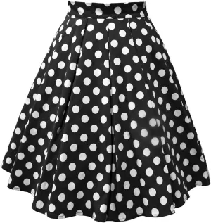 Midi Skirt for Women Women Vintage Pleated Skirt Polka Dot Skirt A-line Printed Mid Skirts Women Skirts Summer