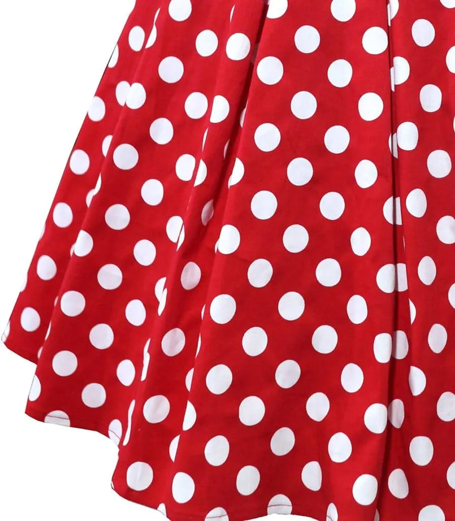 Midi Skirt for Women Women Vintage Pleated Skirt Polka Dot Skirt A-line Printed Mid Skirts Women Skirts Summer