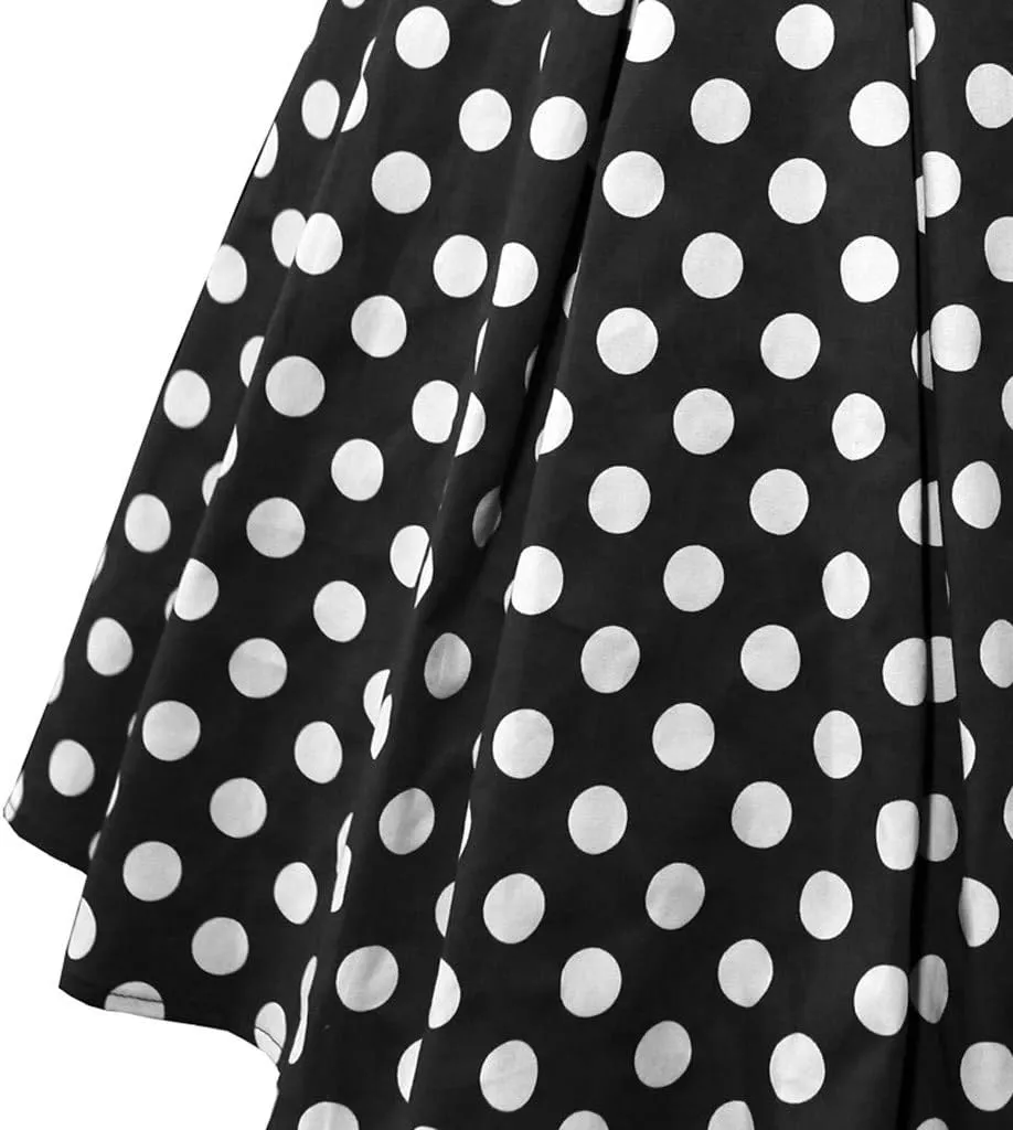 Midi Skirt for Women Women Vintage Pleated Skirt Polka Dot Skirt A-line Printed Mid Skirts Women Skirts Summer