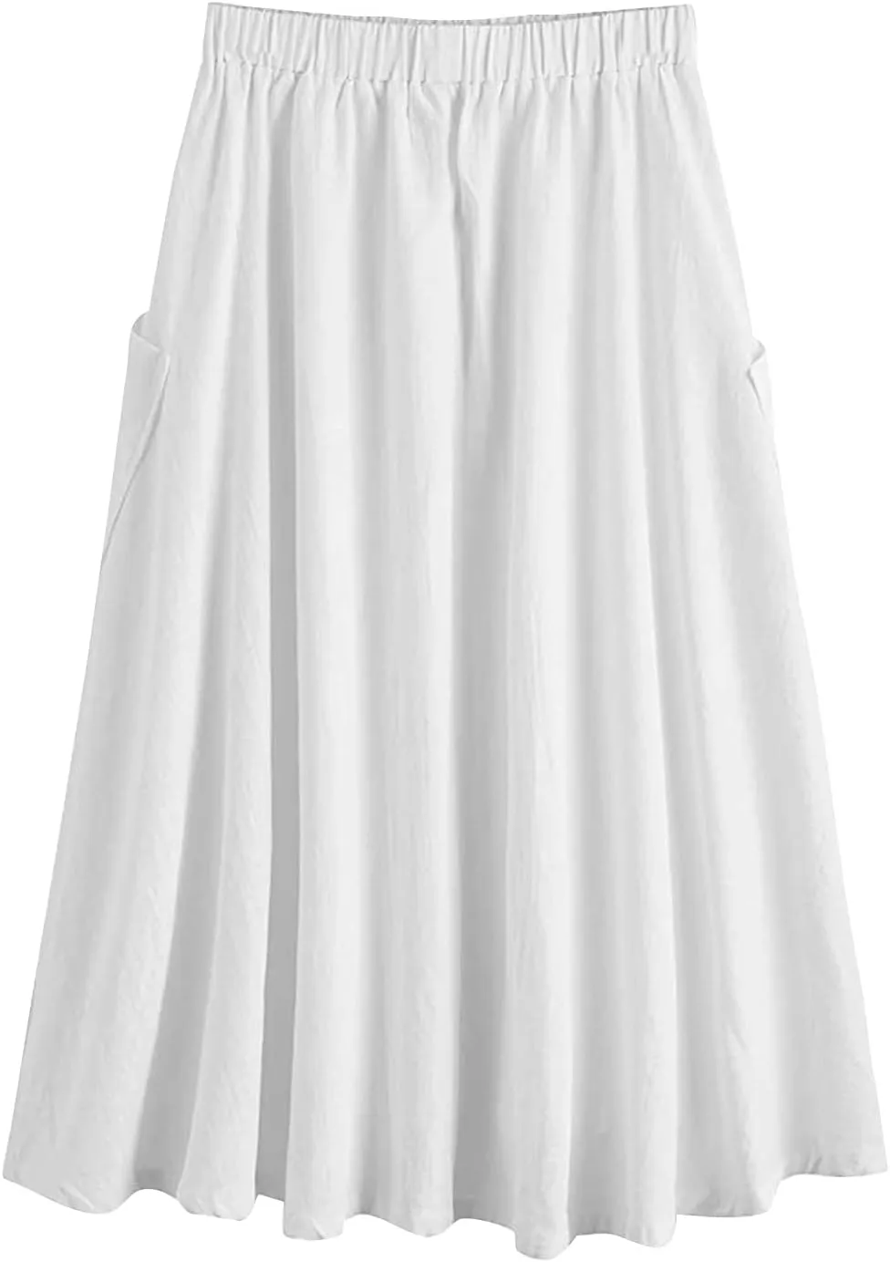 Midi Skirt for Women Women's Casual High Waist Pleated A Line Midi Skirt with Pocket Women Skirts Midi Length