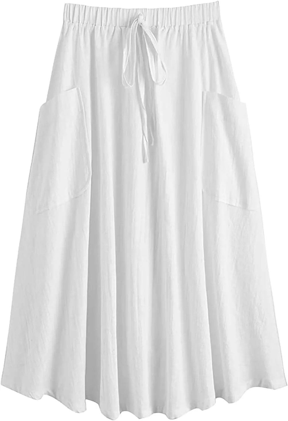 Midi Skirt for Women Women's Casual High Waist Pleated A Line Midi Skirt with Pocket Women Skirts Midi Length