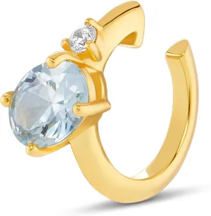 MILLA Ear Cuffs Non Piercing, Birthstone Jewelry, 14K Gold Plated over 925 Sterling Silver Half Hoop Dainty Earrings for Women Trendy with CZ Stones, Lightweight and Hypoallergenic
