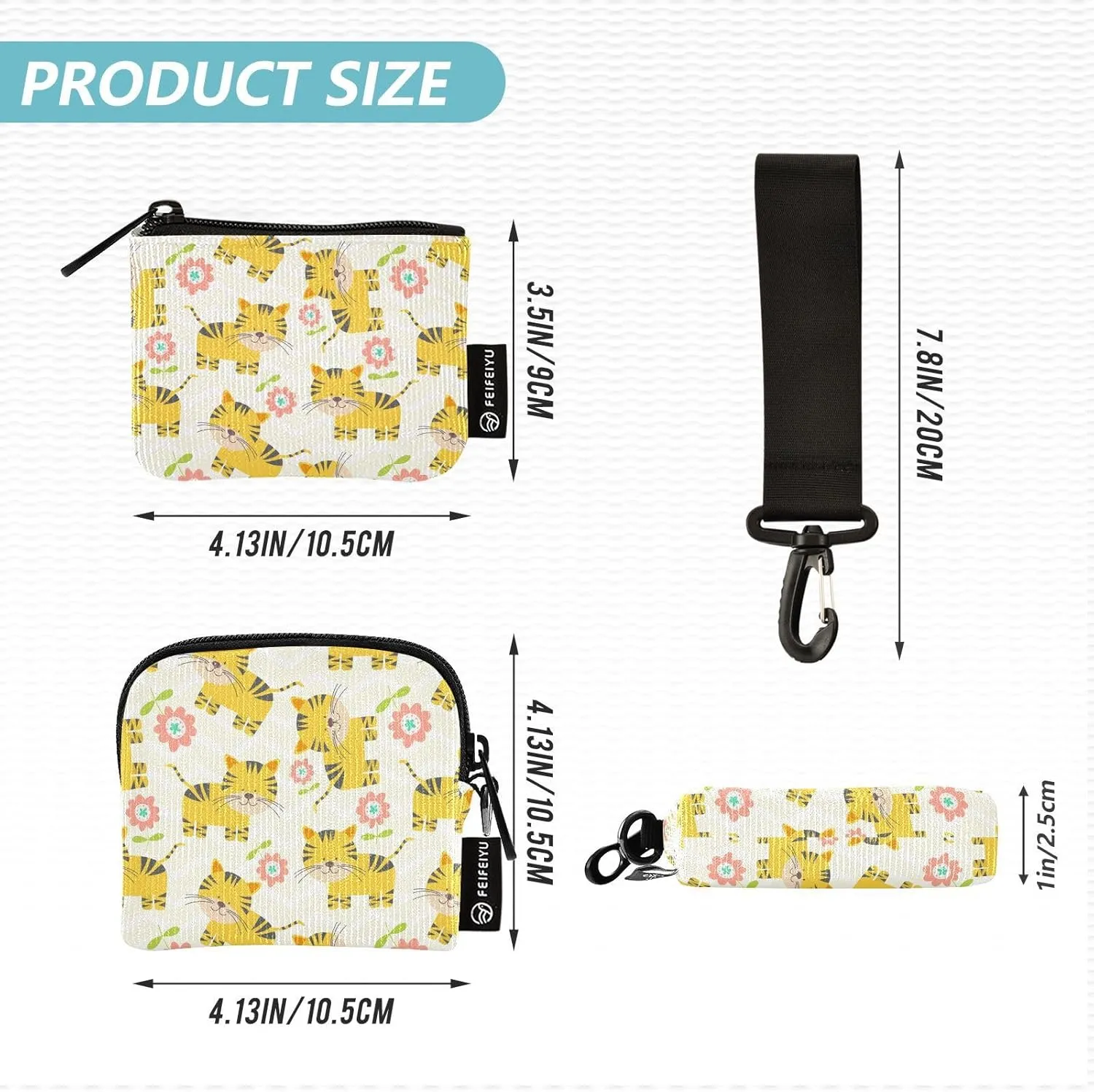 Mini Zip Around Wristlet Wallet Detachable Women Dual Pouch Card Cases Portable Zipper Cash Coin Purse Keychain,pattern 10