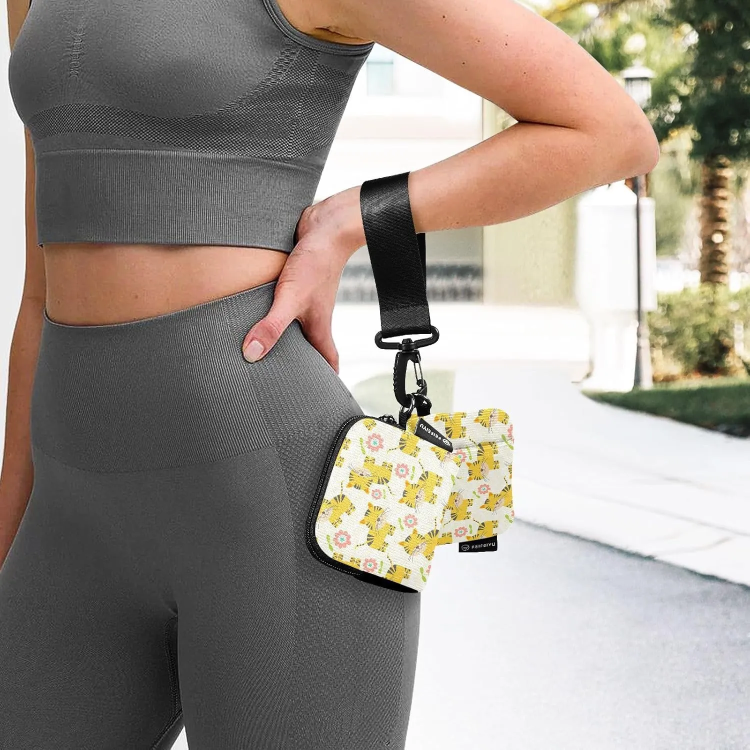 Mini Zip Around Wristlet Wallet Detachable Women Dual Pouch Card Cases Portable Zipper Cash Coin Purse Keychain,pattern 10