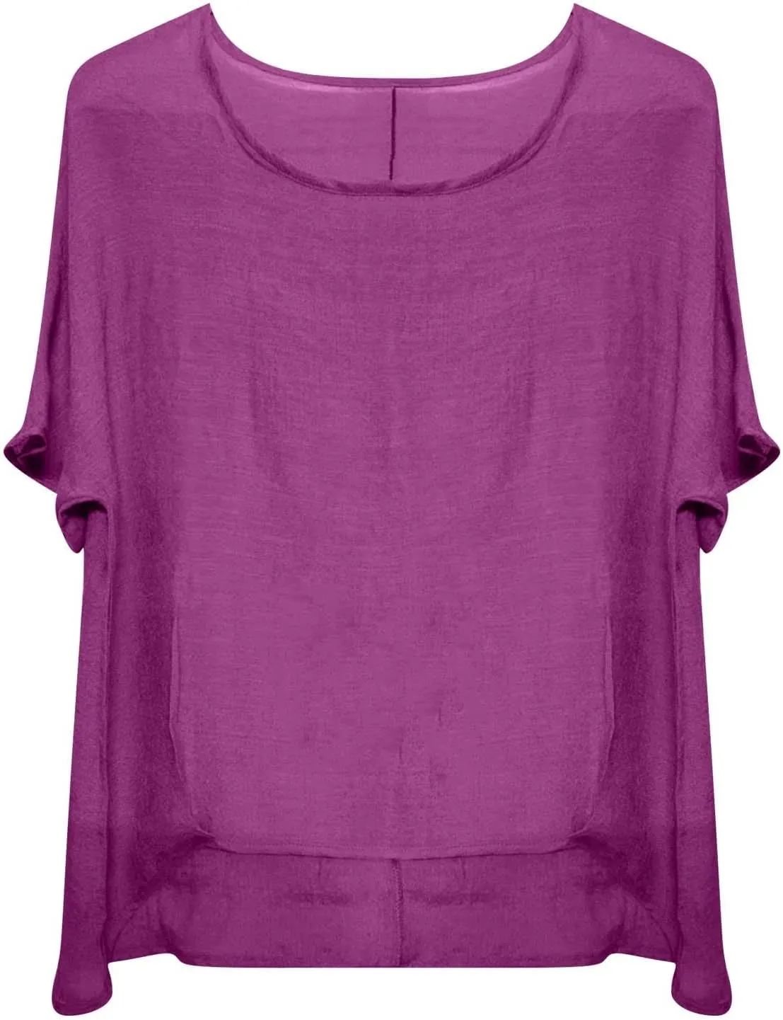 Miyaomn Women's Casual Linen Shirts Oversized Short Sleeve Crewneck Loose Fit Tees Blouse Summer Lightweight Solid Tunic Tops