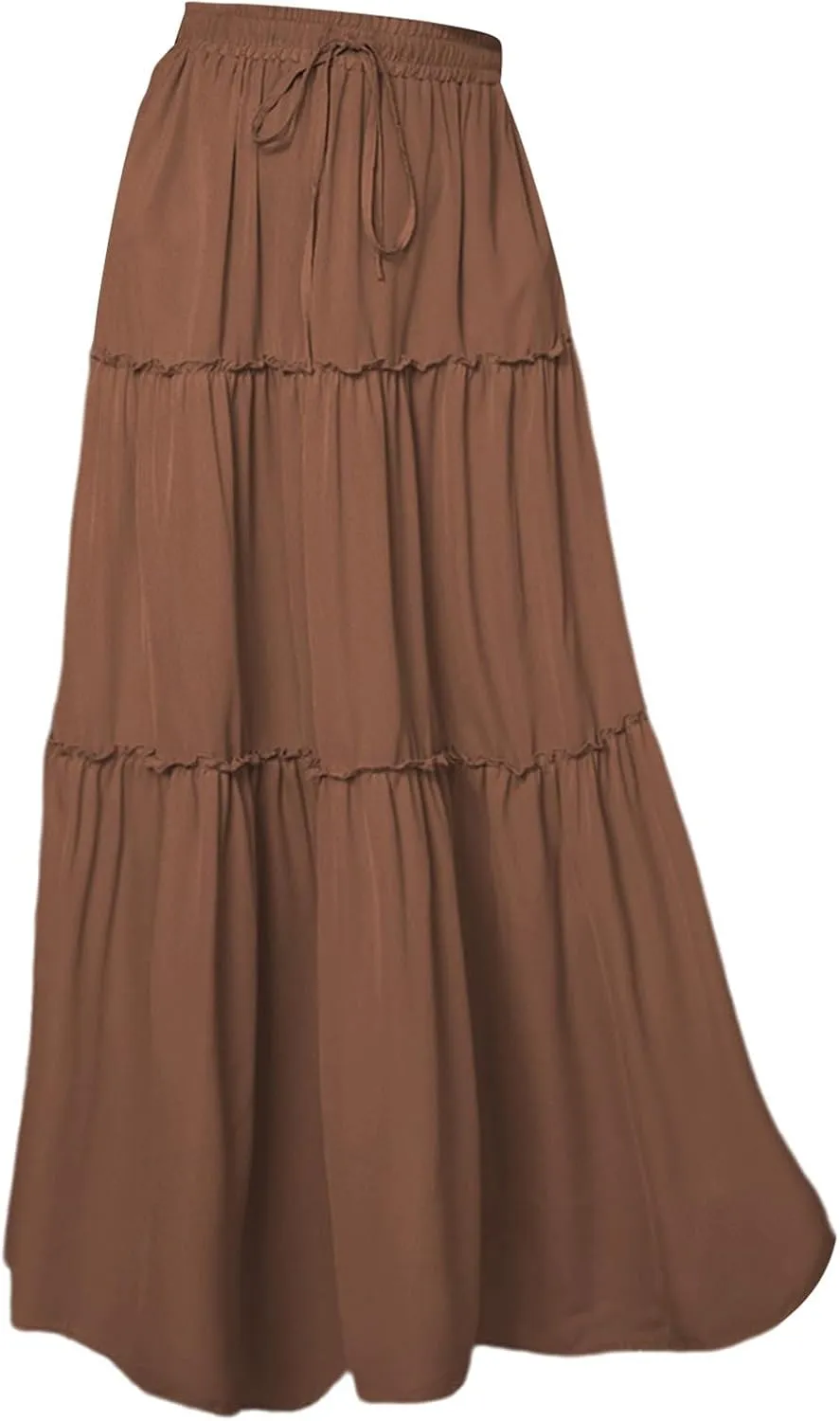 Miyaomn Women's High Waist Boho Floral Print Skirt Casual Summer Tie Front Flowy Ruffle Pleated A-Line Beach Long Maxi Skirts