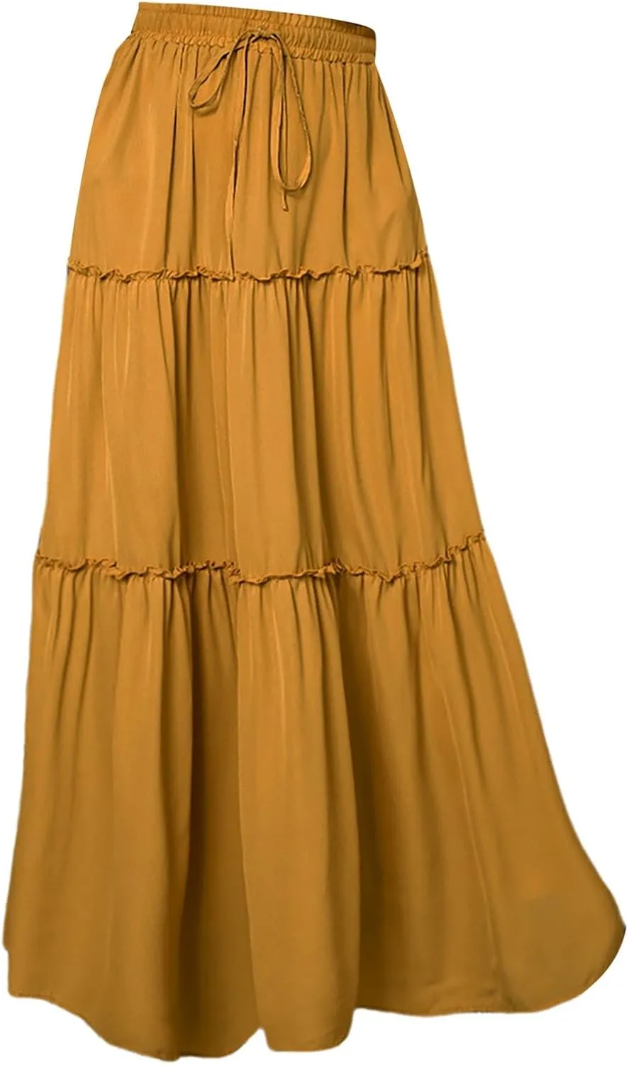 Miyaomn Women's High Waist Boho Floral Print Skirt Casual Summer Tie Front Flowy Ruffle Pleated A-Line Beach Long Maxi Skirts