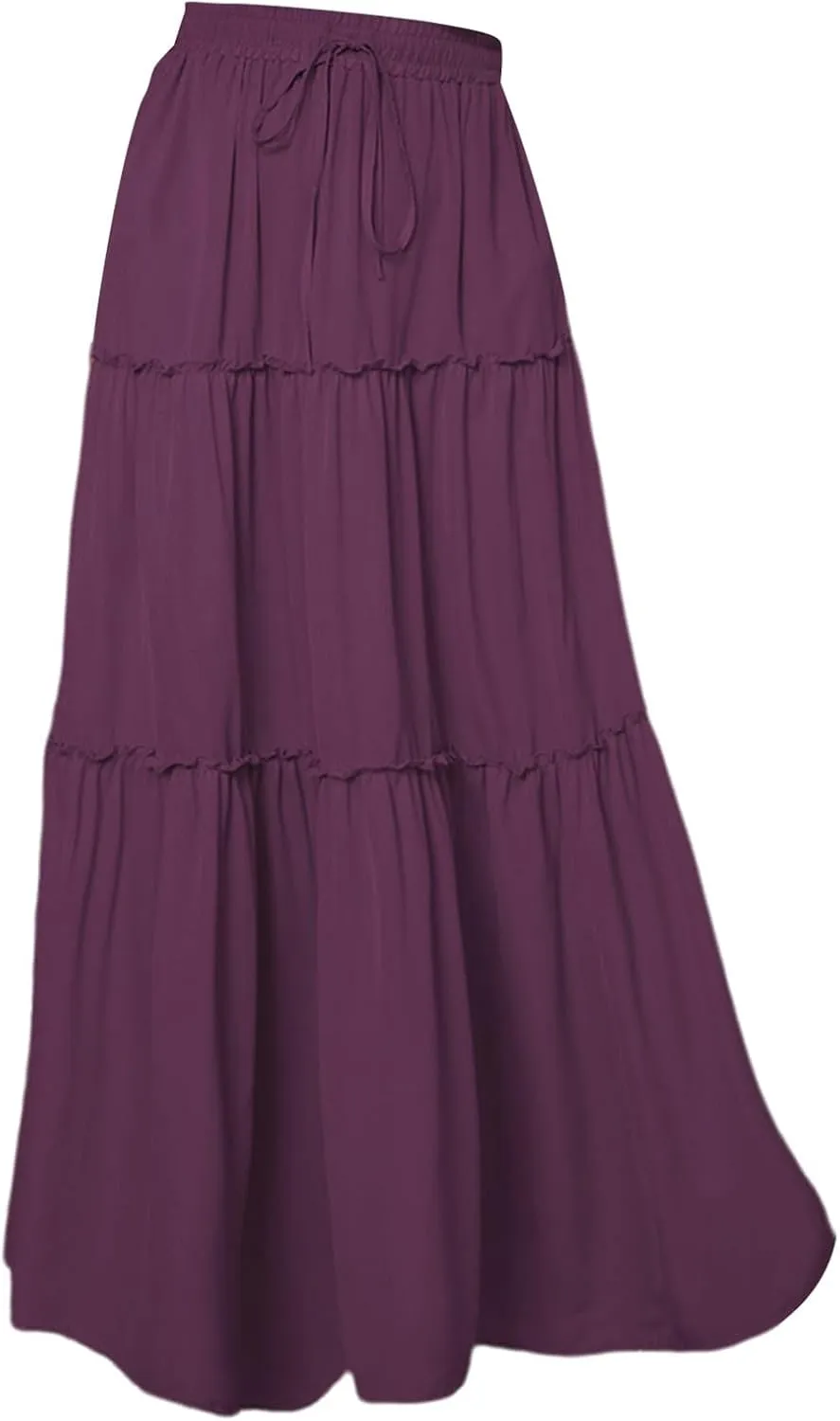 Miyaomn Women's High Waist Boho Floral Print Skirt Casual Summer Tie Front Flowy Ruffle Pleated A-Line Beach Long Maxi Skirts