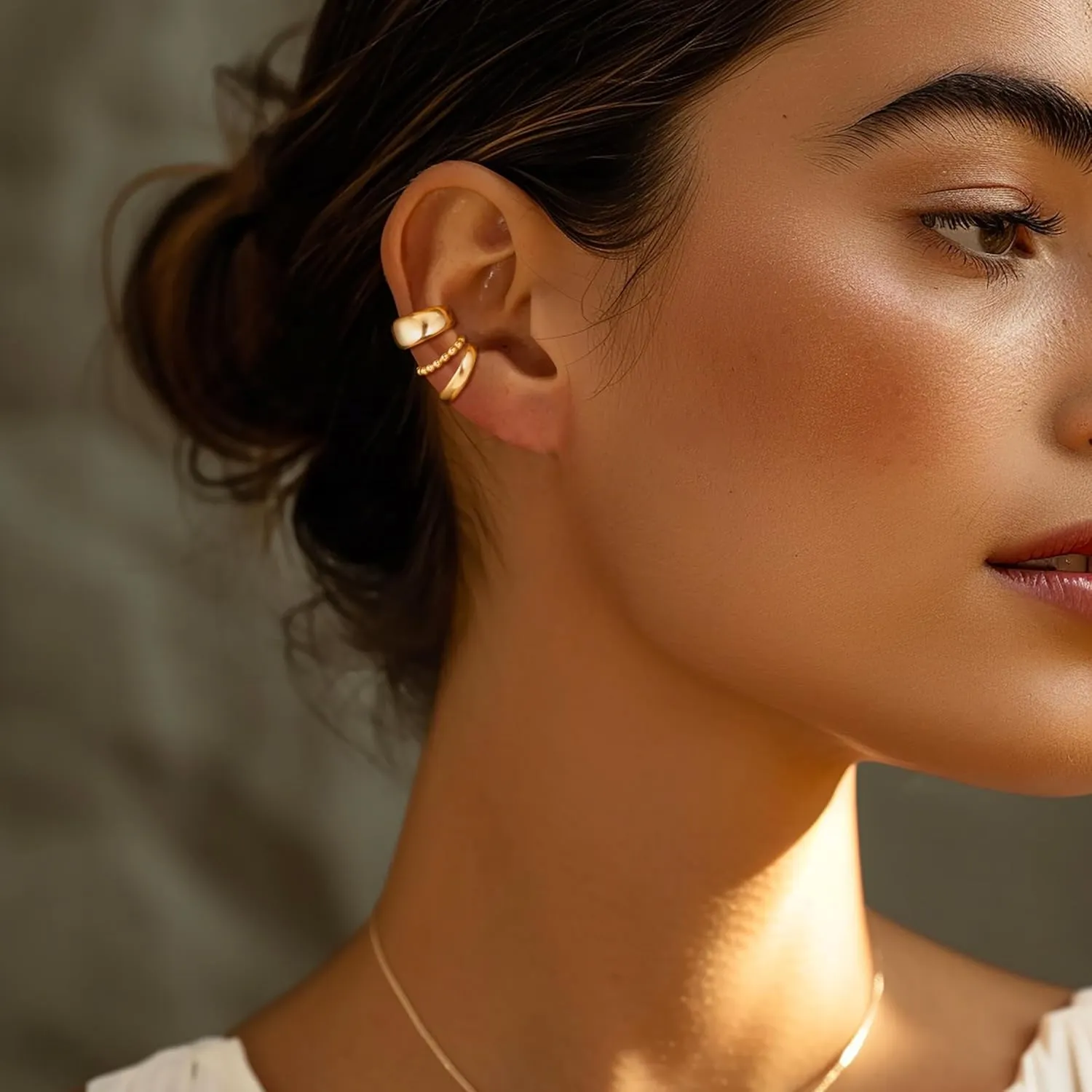 Moodear 3Pcs Chunky/Thin Ear Cuffs Non Piercing for Women - Dainty 14K Gold Plated Cuff Earring Trendy Cubic Zirconia Ear Cuff for Women Cartilage Jewelry Gift