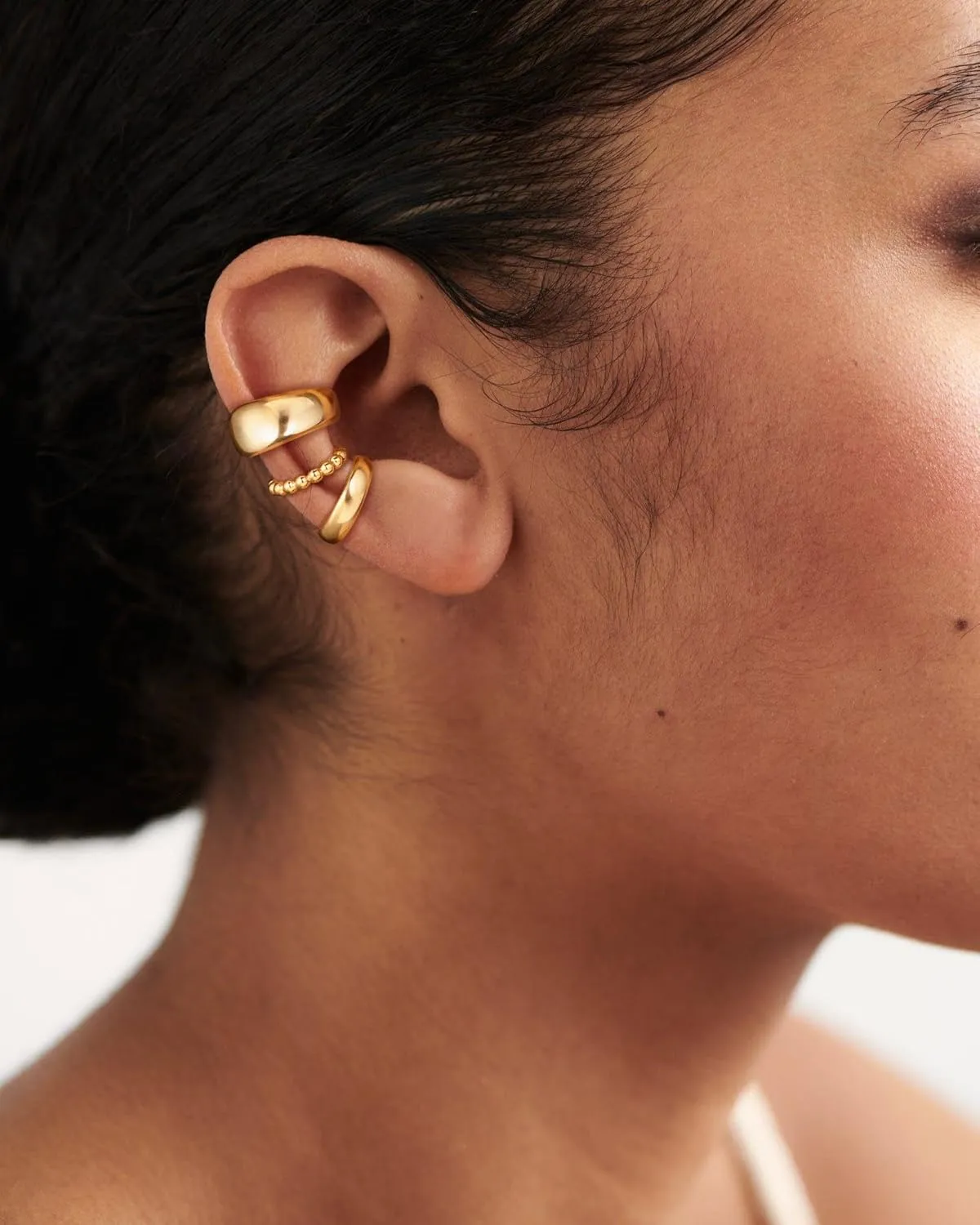 Moodear 3Pcs Chunky/Thin Ear Cuffs Non Piercing for Women - Dainty 14K Gold Plated Cuff Earring Trendy Cubic Zirconia Ear Cuff for Women Cartilage Jewelry Gift