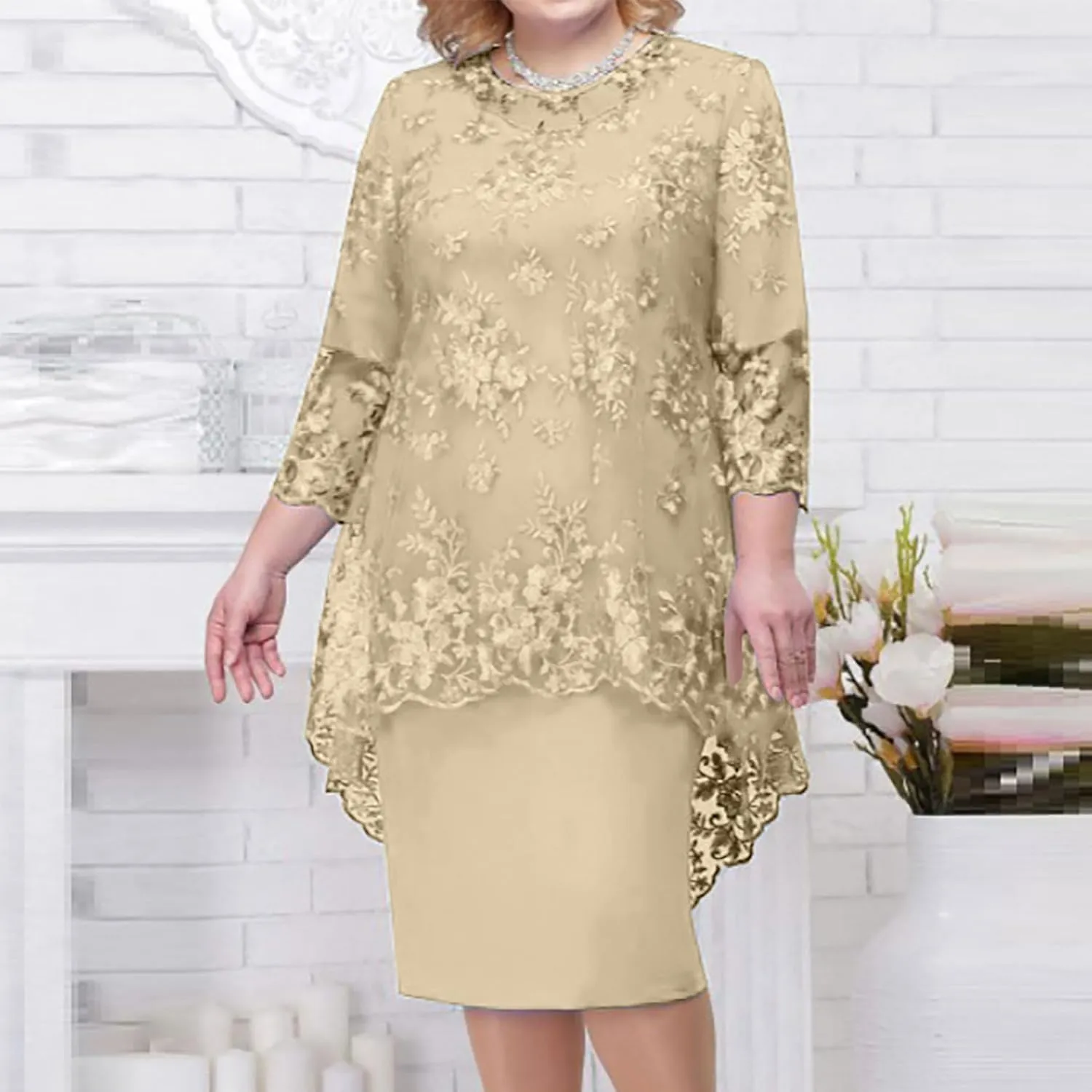 Mother of The Bride Dresses Floral Lace Wedding Guest Dress for Women Plus Size Formal Evening Dress Grandmother Dress