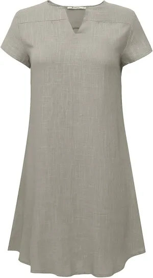 NaRHbrg Women's Linen T Shirt Dress Short Sleeve Casual Loose Fit Summer Dresses with Pockets Lightweight Beach Sundress