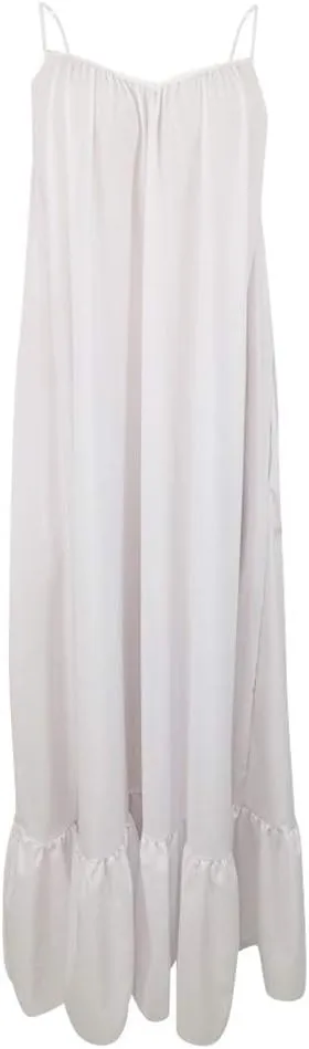 NaRHbrg Women's Spaghetti Strap Ruffle Hem Maxi Dress Loose Fit Casual Sundress Flowy Summer Beach Dresses
