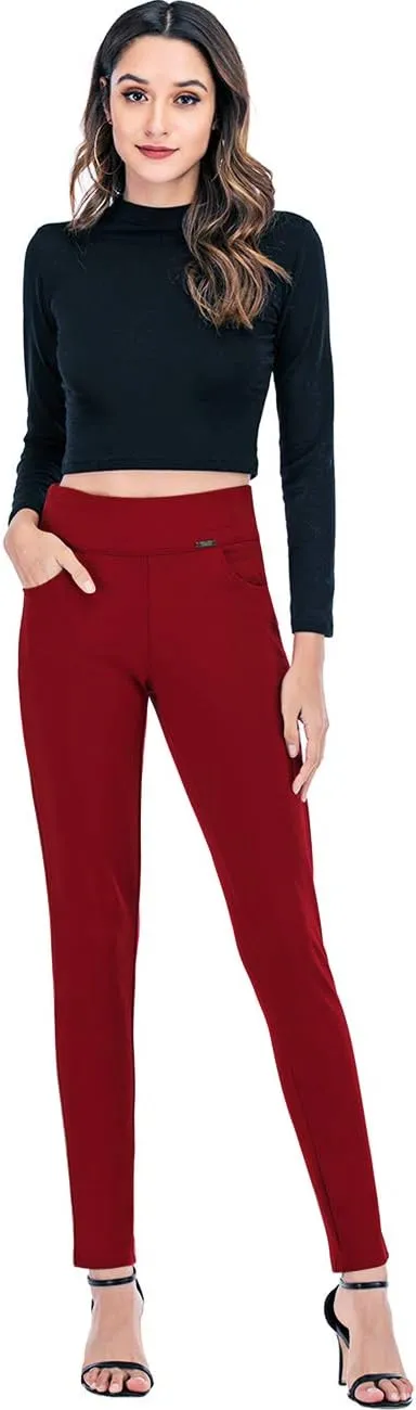 neezeelee Dress Pants for Women Comfort Stretch Slim Fit Leg Skinny High Waist Pull on Pants with Pockets for Work