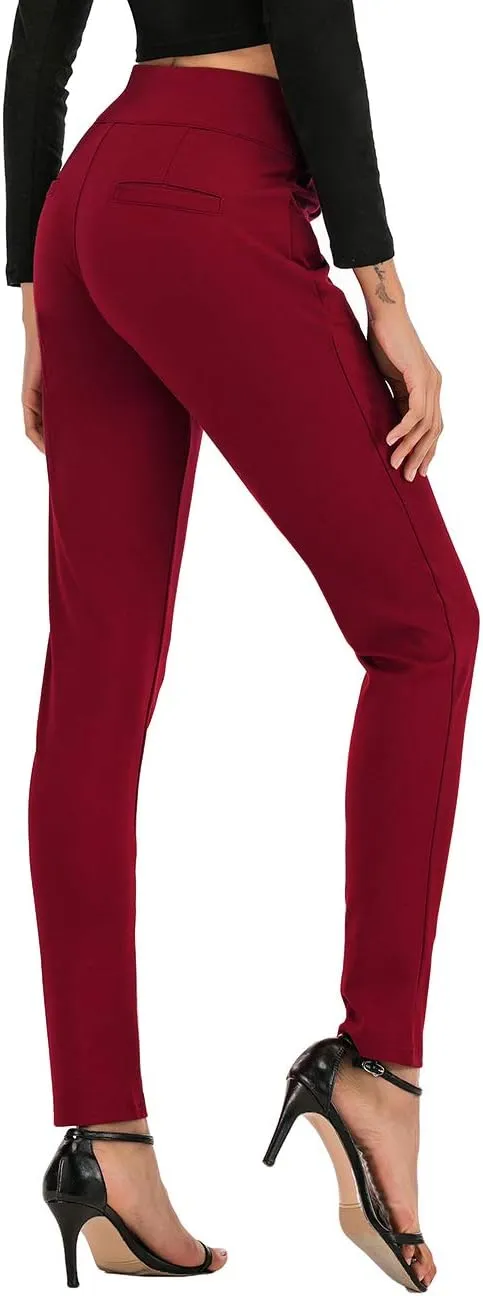 neezeelee Dress Pants for Women Comfort Stretch Slim Fit Leg Skinny High Waist Pull on Pants with Pockets for Work