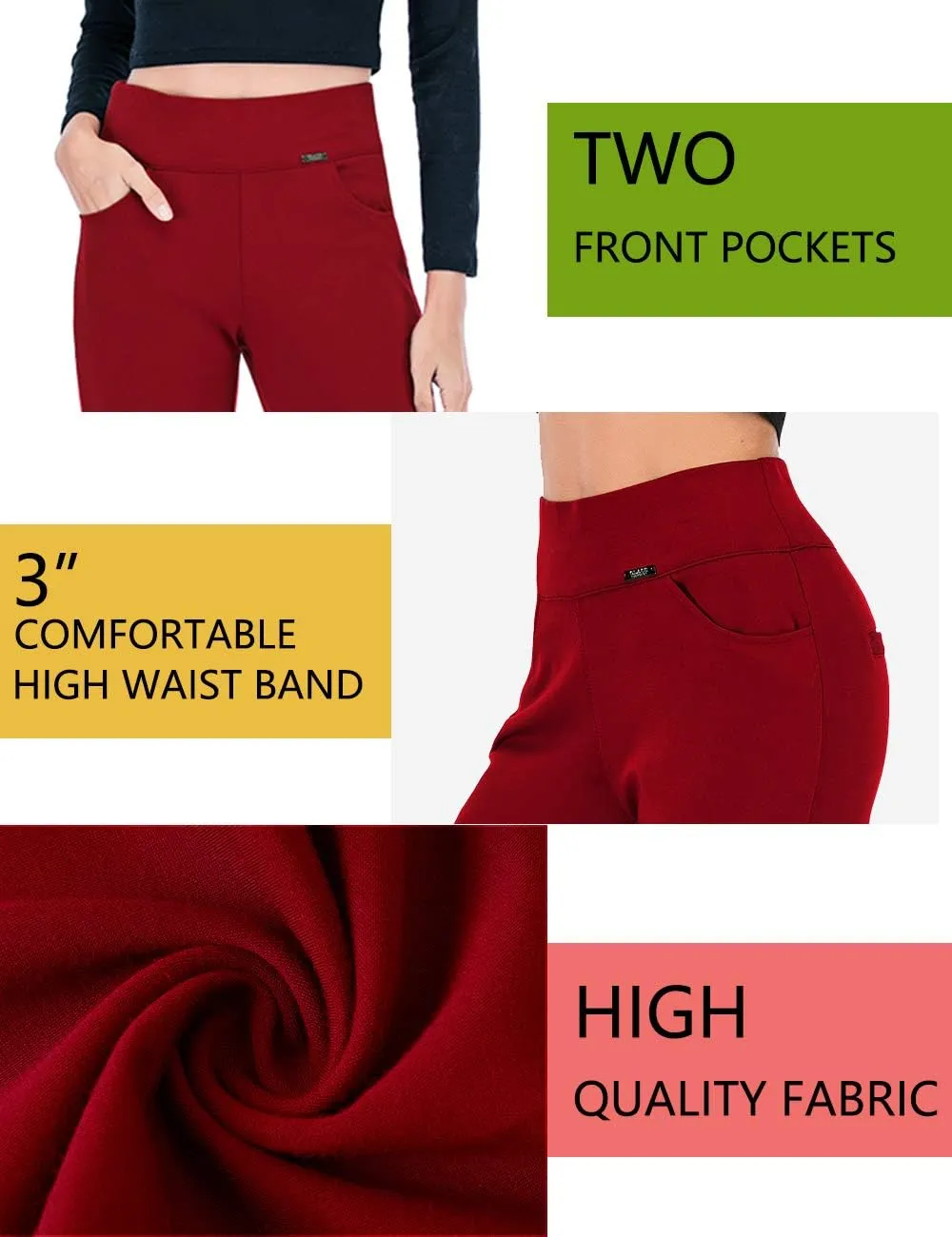 neezeelee Dress Pants for Women Comfort Stretch Slim Fit Leg Skinny High Waist Pull on Pants with Pockets for Work