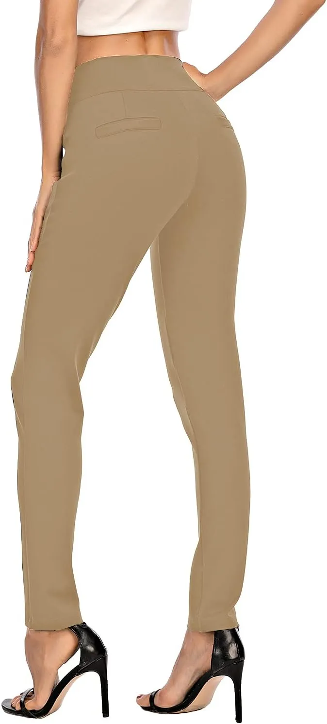 neezeelee Dress Pants for Women Comfort Stretch Slim Fit Leg Skinny High Waist Pull on Pants with Pockets for Work