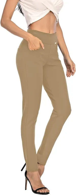 neezeelee Dress Pants for Women Comfort Stretch Slim Fit Leg Skinny High Waist Pull on Pants with Pockets for Work