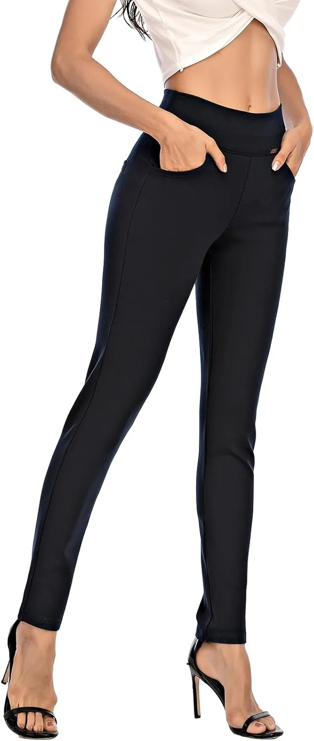 neezeelee Dress Pants for Women Comfort Stretch Slim Fit Leg Skinny High Waist Pull on Pants with Pockets for Work