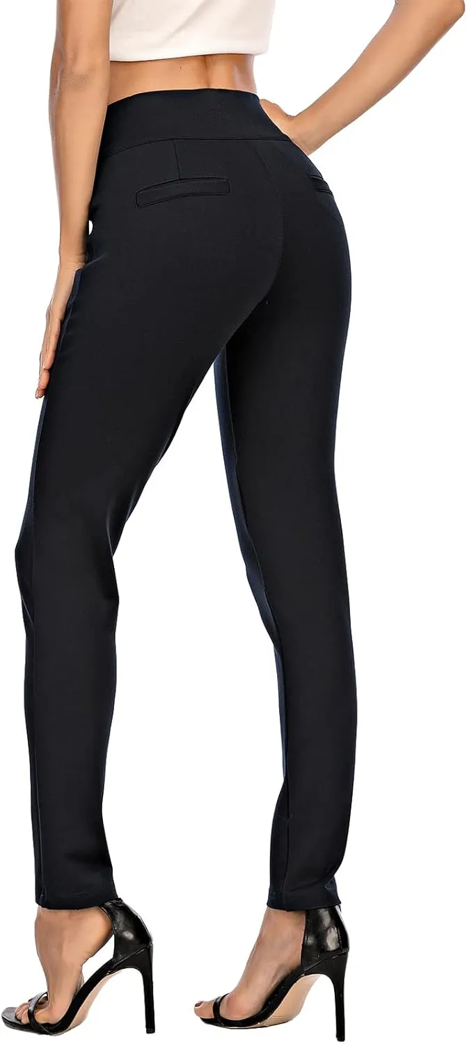 neezeelee Dress Pants for Women Comfort Stretch Slim Fit Leg Skinny High Waist Pull on Pants with Pockets for Work