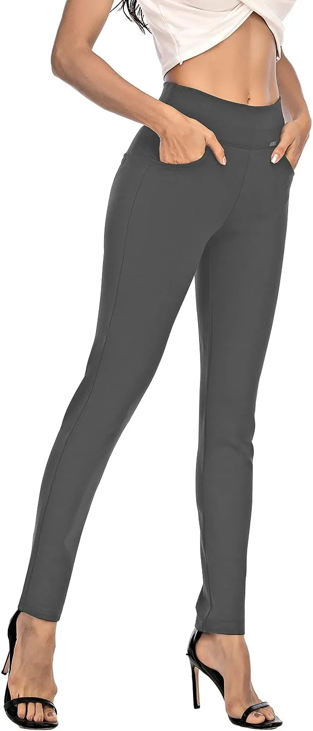 neezeelee Dress Pants for Women Comfort Stretch Slim Fit Leg Skinny High Waist Pull on Pants with Pockets for Work