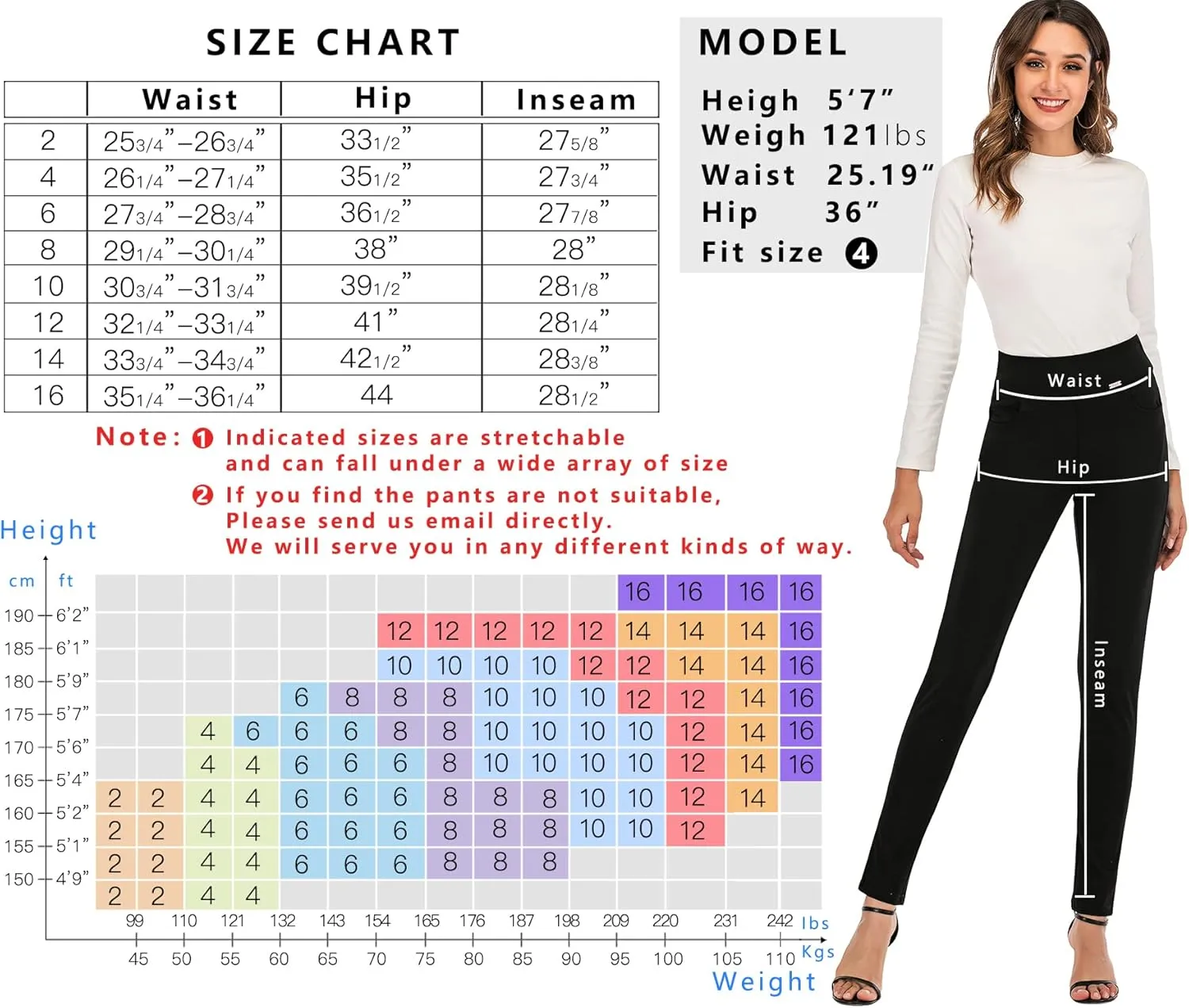 neezeelee Dress Pants for Women Comfort Stretch Slim Fit Leg Skinny High Waist Pull on Pants with Pockets for Work