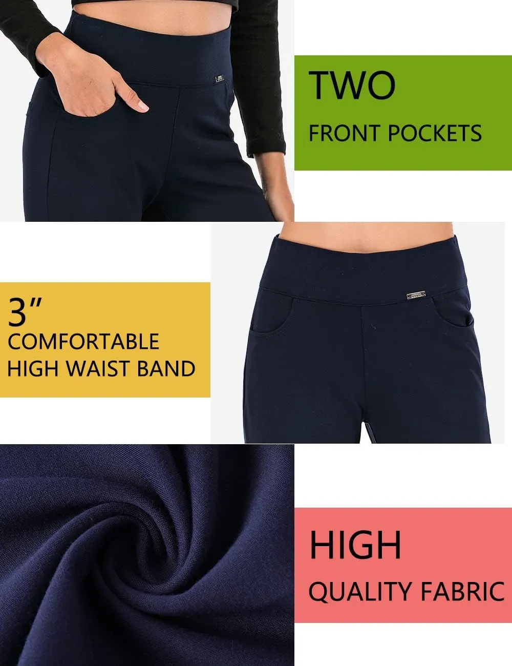 neezeelee Dress Pants for Women Comfort Stretch Slim Fit Leg Skinny High Waist Pull on Pants with Pockets for Work