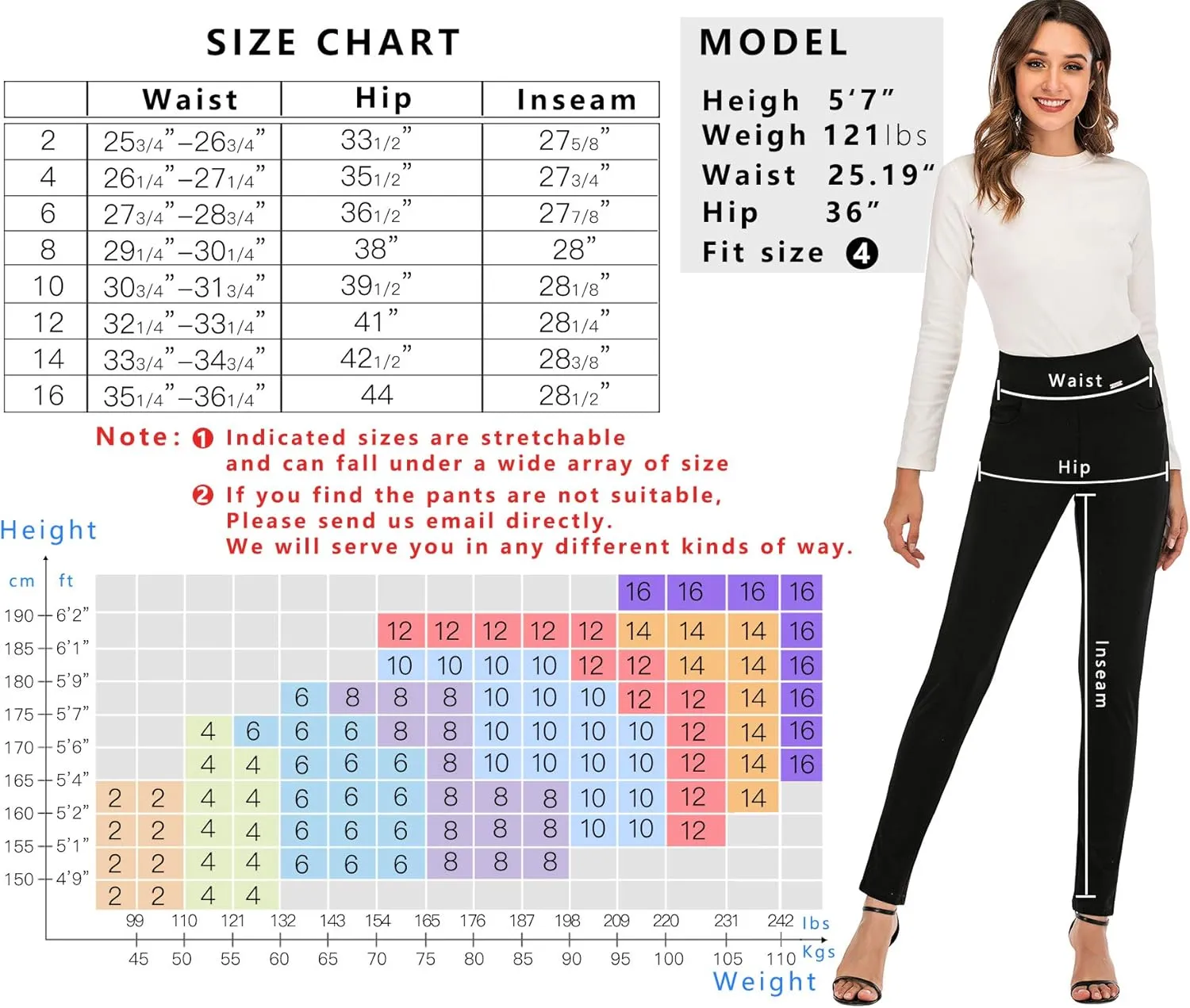 neezeelee Dress Pants for Women Comfort Stretch Slim Fit Leg Skinny High Waist Pull on Pants with Pockets for Work