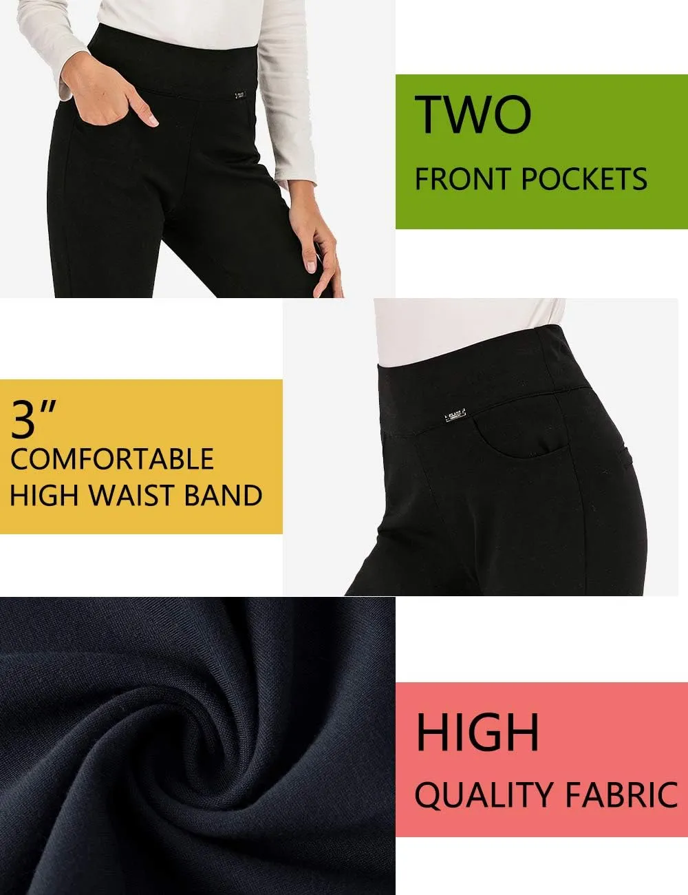 neezeelee Dress Pants for Women Comfort Stretch Slim Fit Leg Skinny High Waist Pull on Pants with Pockets for Work