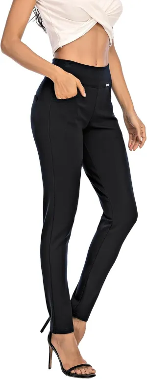 neezeelee Dress Pants for Women Comfort Stretch Slim Fit Leg Skinny High Waist Pull on Pants with Pockets for Work