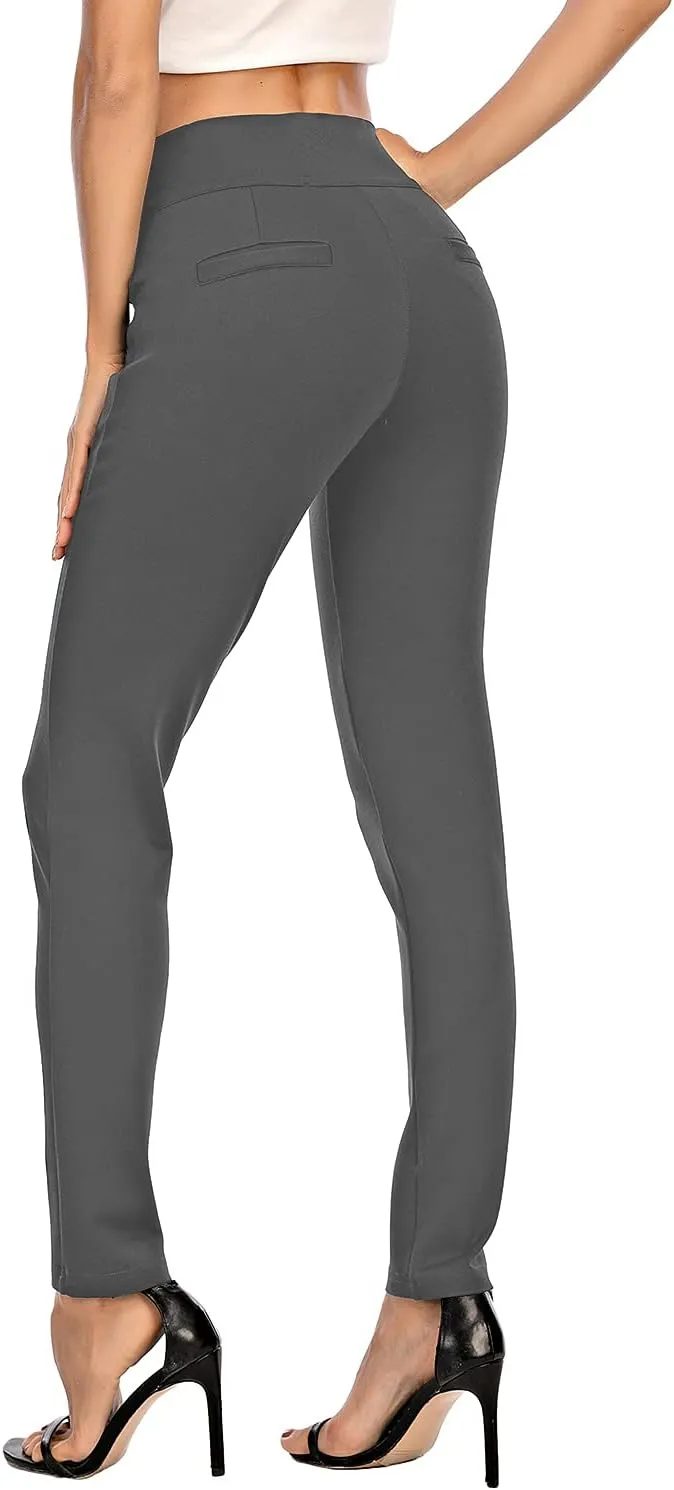 neezeelee Dress Pants for Women Comfort Stretch Slim Fit Leg Skinny High Waist Pull on Pants with Pockets for Work