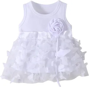 Newborn Infant Baby Girls Spring Summer Print Lace Ruffle Sleeveless Princess Dress Baby Mini Dress