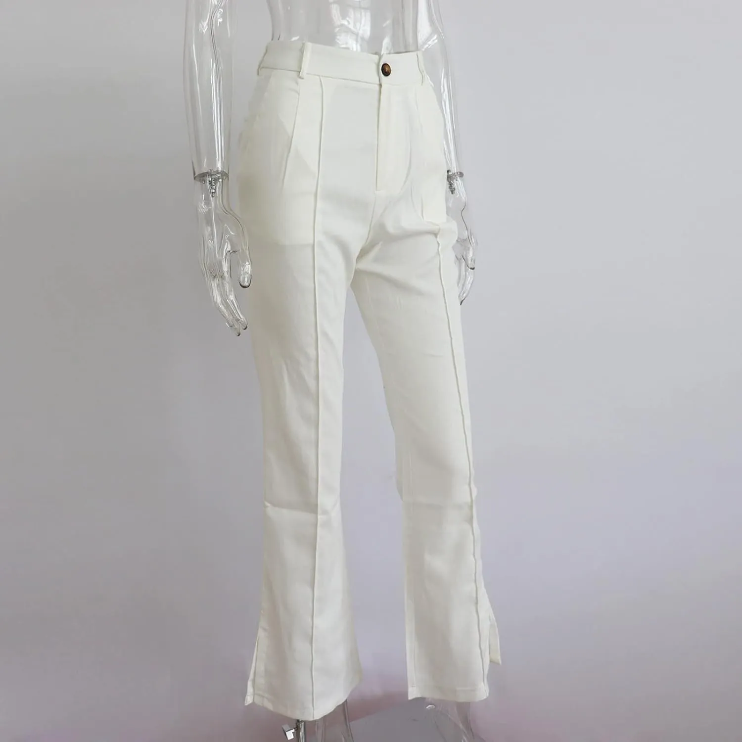 Office Flare Pants for Women Classic Formal Solid Ribbed Wide Leg High Waist Trousers Fashion Curvy Work Dressy Bootcut Pants